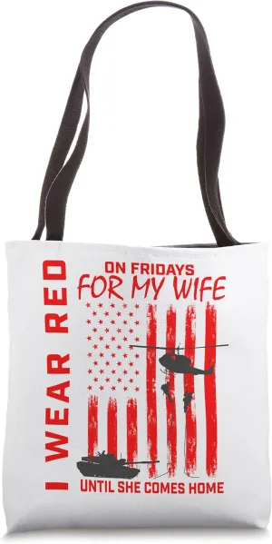 Red Friday Military Wife Support Our Troops American Flag Tote Bag