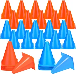 Reginary 40 Pieces Mini Training Cone Socce Plastic 7 Inch Driving Sport Cone Bike Obstacle Orange and Blue Traffic Suppliesfor Training Skating Football Basketball Party Indoor and Outdoor Games