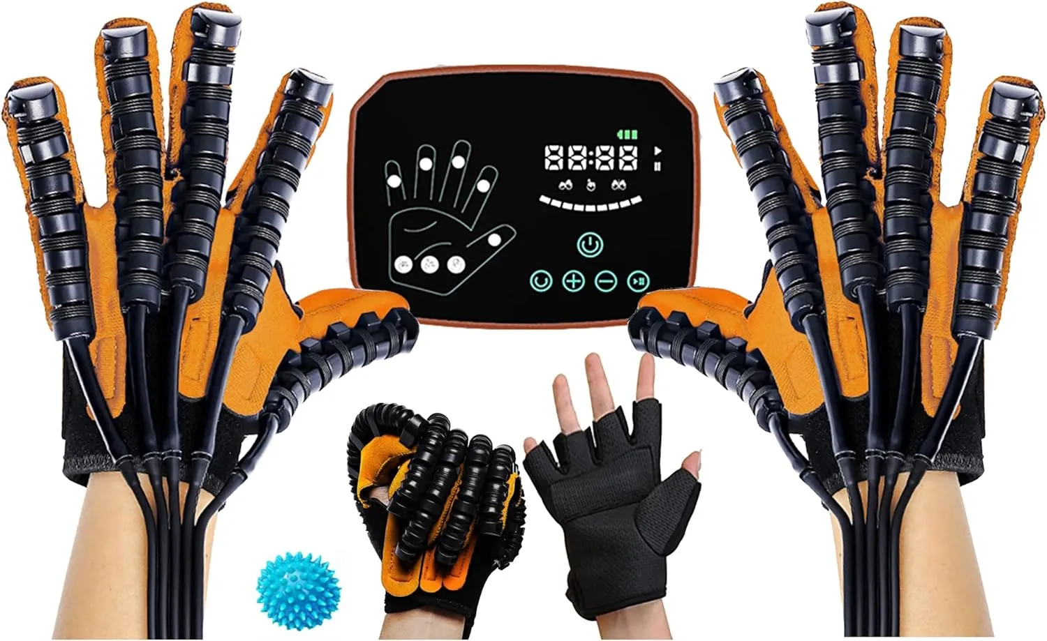 Rehabilitation Robot Gloves Both Hand Finger Training Rehabilitation Orthotics with Single Finger Training and Mirror Mode for Long-Term Relief of Finger Stiffness(Size:XXL Code)