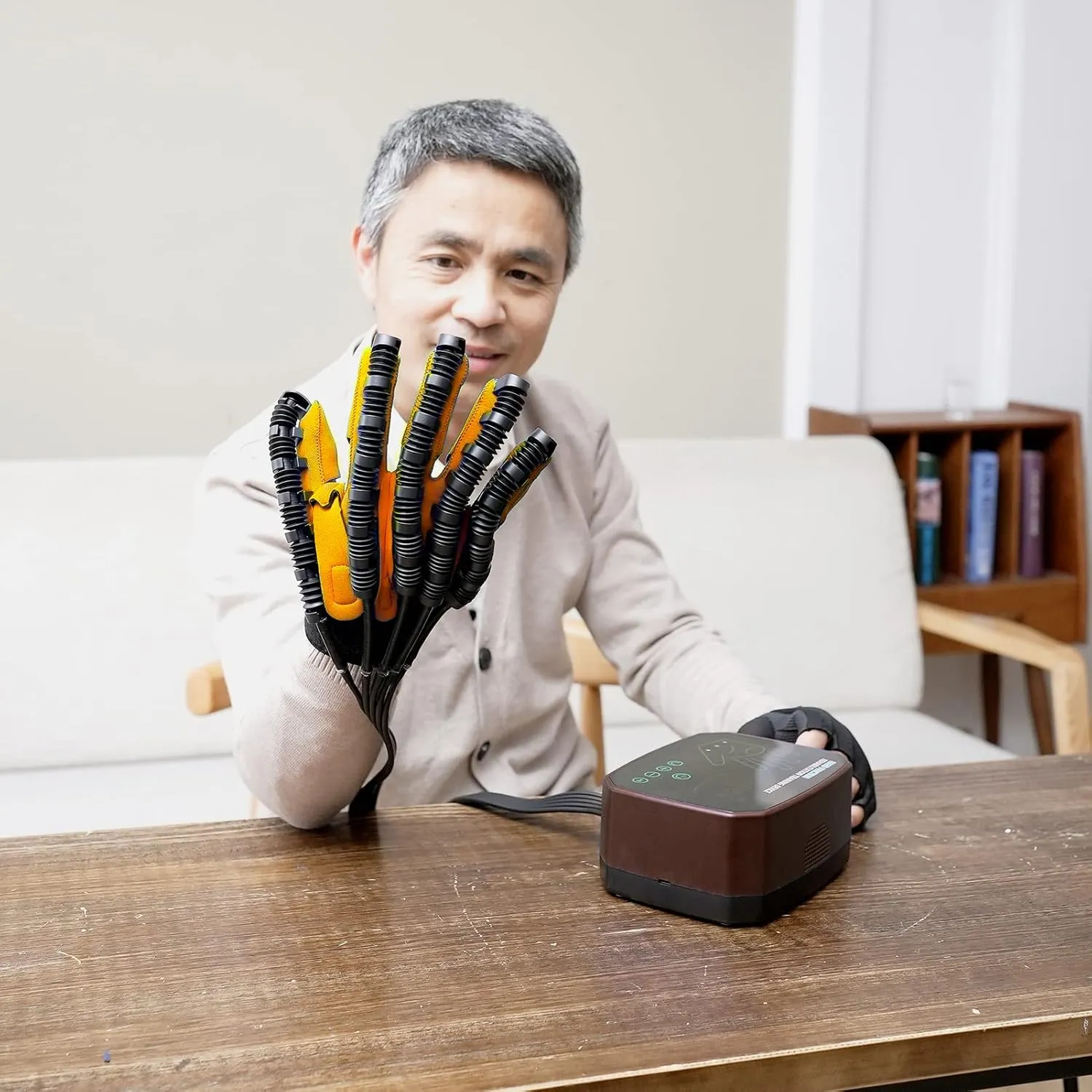 Rehabilitation Robot Gloves Both Hand Finger Training Rehabilitation Orthotics with Single Finger Training and Mirror Mode for Long-Term Relief of Finger Stiffness(Size:XXL Code)