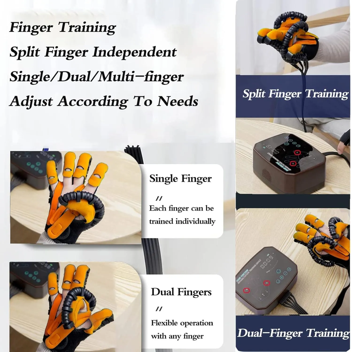 Rehabilitation Robot Gloves Both Hand Finger Training Rehabilitation Orthotics with Single Finger Training and Mirror Mode for Long-Term Relief of Finger Stiffness(Size:XXL Code)