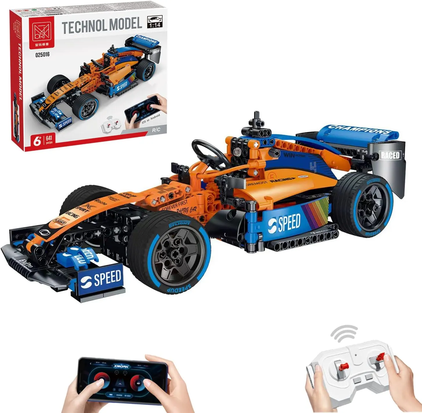 Remote Control Formula 1 Racing Car Building Kit,MOC 1:14 Scale Model Car,Collectible Car Building Blocks Toys,for 8  Year Boys.Adult.New 2023 (641Pieces)