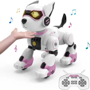 Remote Control Robot Dog for Girls, Smart Interactive Programmable RC Dog, Girl Robot Toy Pink Puppy Music Dancing Pet, Christmas Birthday Gift for Kids Ages 4-10
