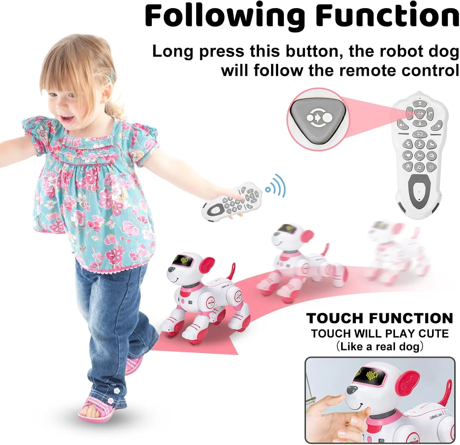 Remote Control Robot Dog Toy: Programmable Robotic Puppy for Kids Smart Interactive Robot Pet Dog Dancing Singing Stunt Animal Toy for Toddler Toys 3-8 Year Gift
