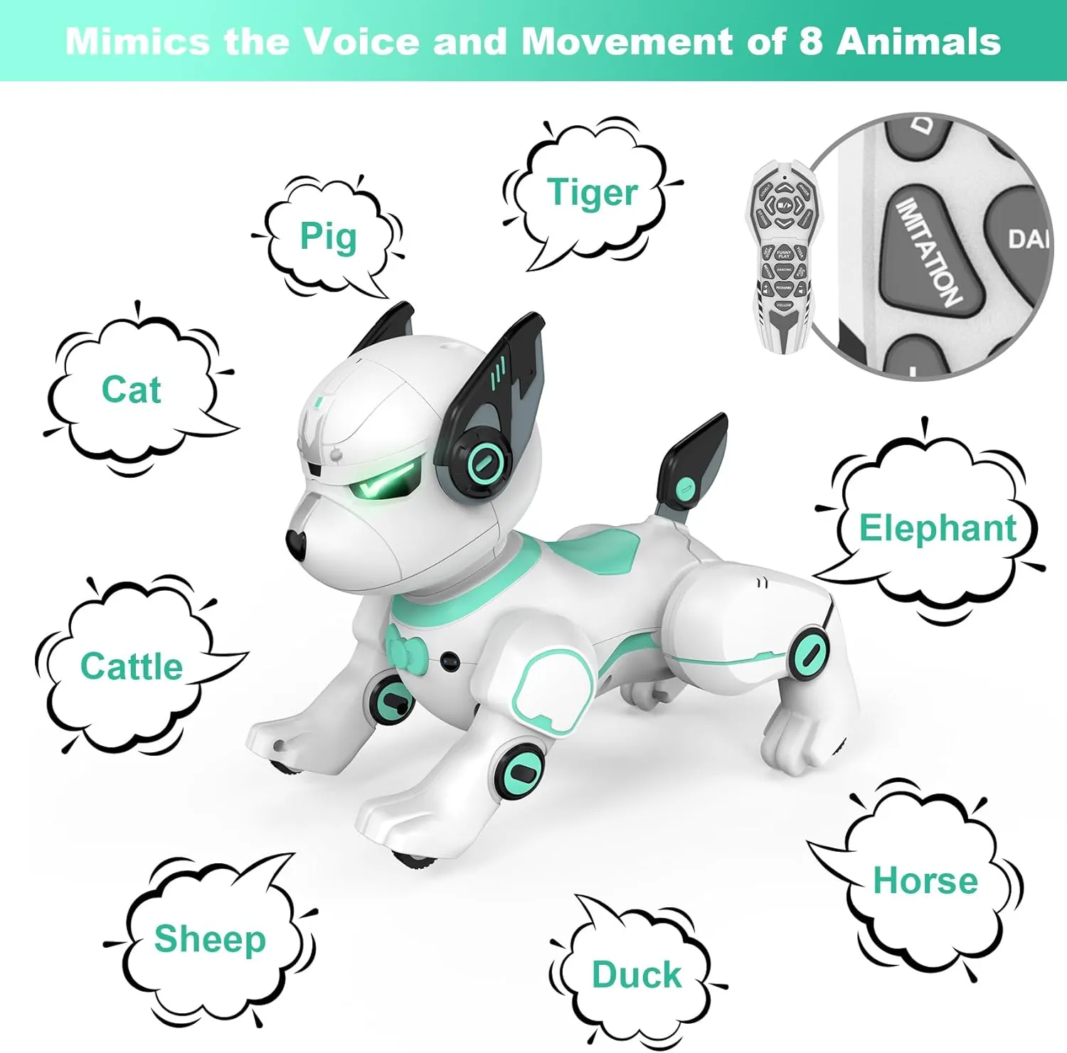 Remote Control Robot Dog Toy, RC Dog Programmable Smart Interactive Robotic Pets, RC Stunt Robot Toys Dog Imitates Animals Music Dancing Handstand Push-up Follow Functions for Boys Girls Toy Green