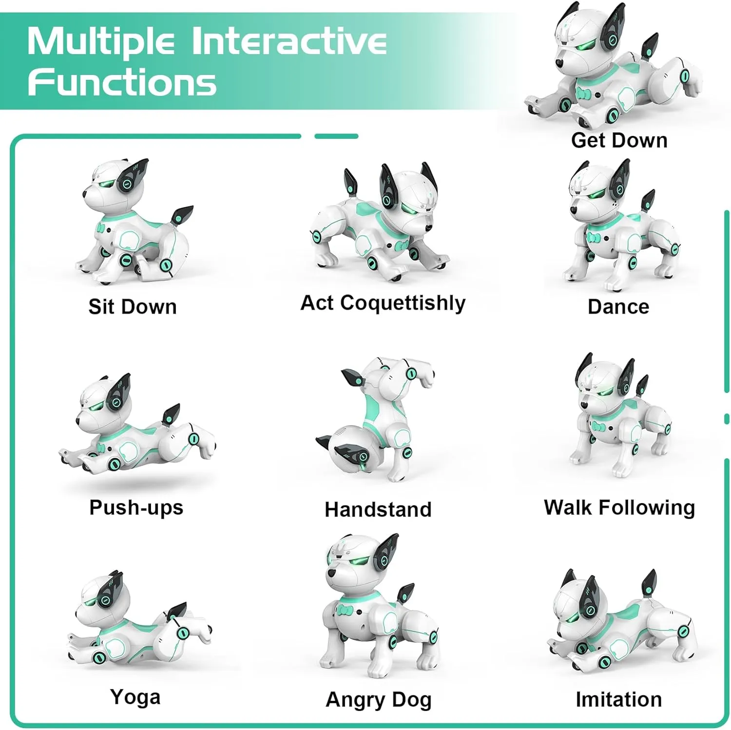 Remote Control Robot Dog Toy, RC Dog Programmable Smart Interactive Robotic Pets, RC Stunt Robot Toys Dog Imitates Animals Music Dancing Handstand Push-up Follow Functions for Boys Girls Toy Green