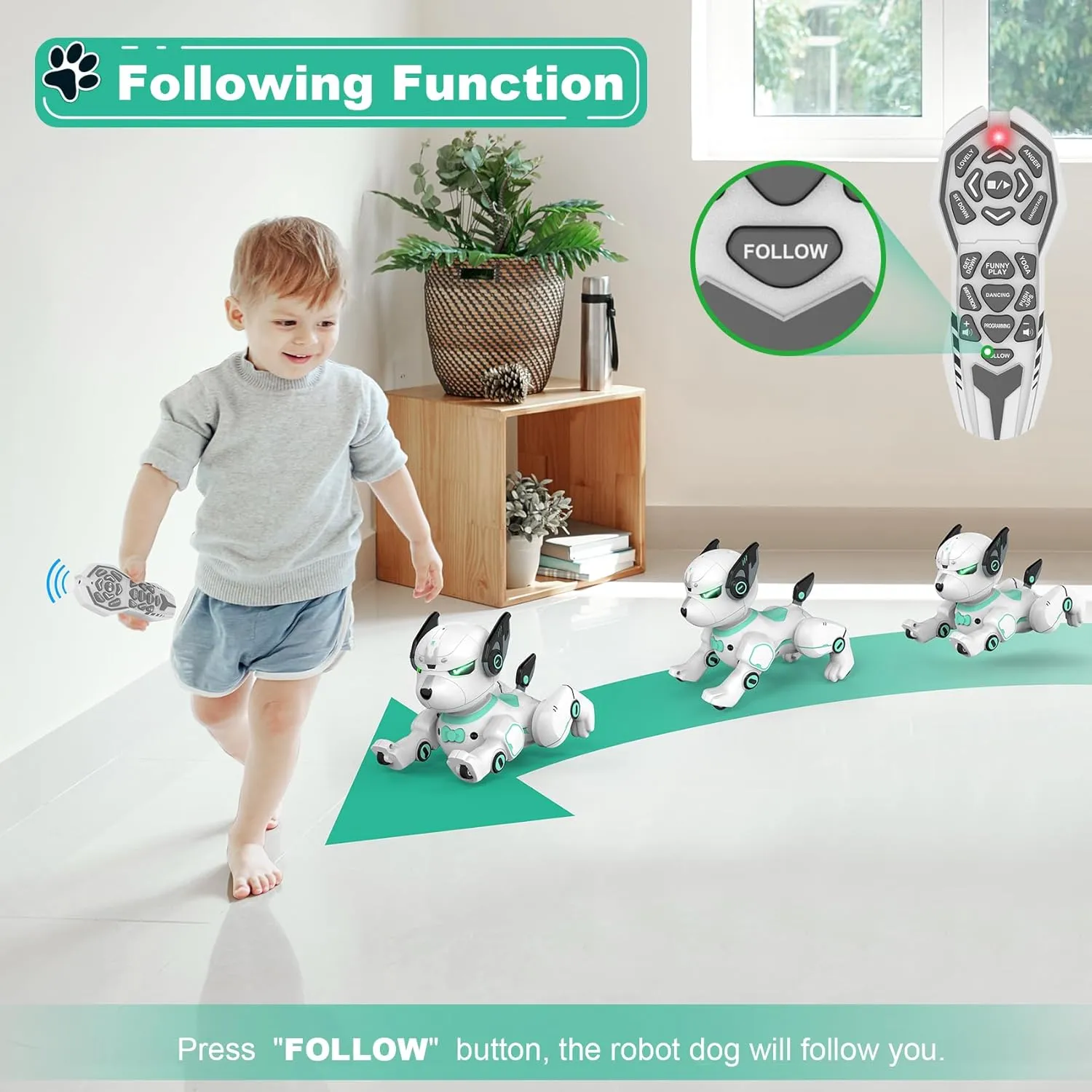 Remote Control Robot Dog Toy, RC Dog Programmable Smart Interactive Robotic Pets, RC Stunt Robot Toys Imitates Animals Music Dancing Handstand Push-up Follow Functions for Boys Girls Toy