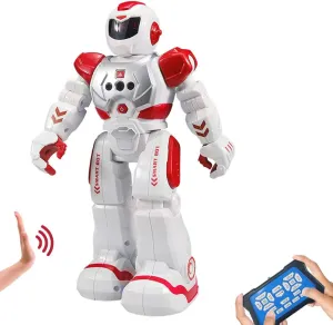 Remote Control Robots for Kids,Intellectual Gesture Sensor Programmable RC Robot Toys with Infrared Controller,Early Education,Speak,Dance,Sing,Walk,Robot Kits for Boys and Girls(Red/White)