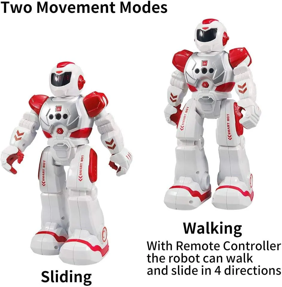 Remote Control Robots for Kids,Intellectual Gesture Sensor Programmable RC Robot Toys with Infrared Controller,Early Education,Speak,Dance,Sing,Walk,Robot Kits for Boys and Girls(Red/White)