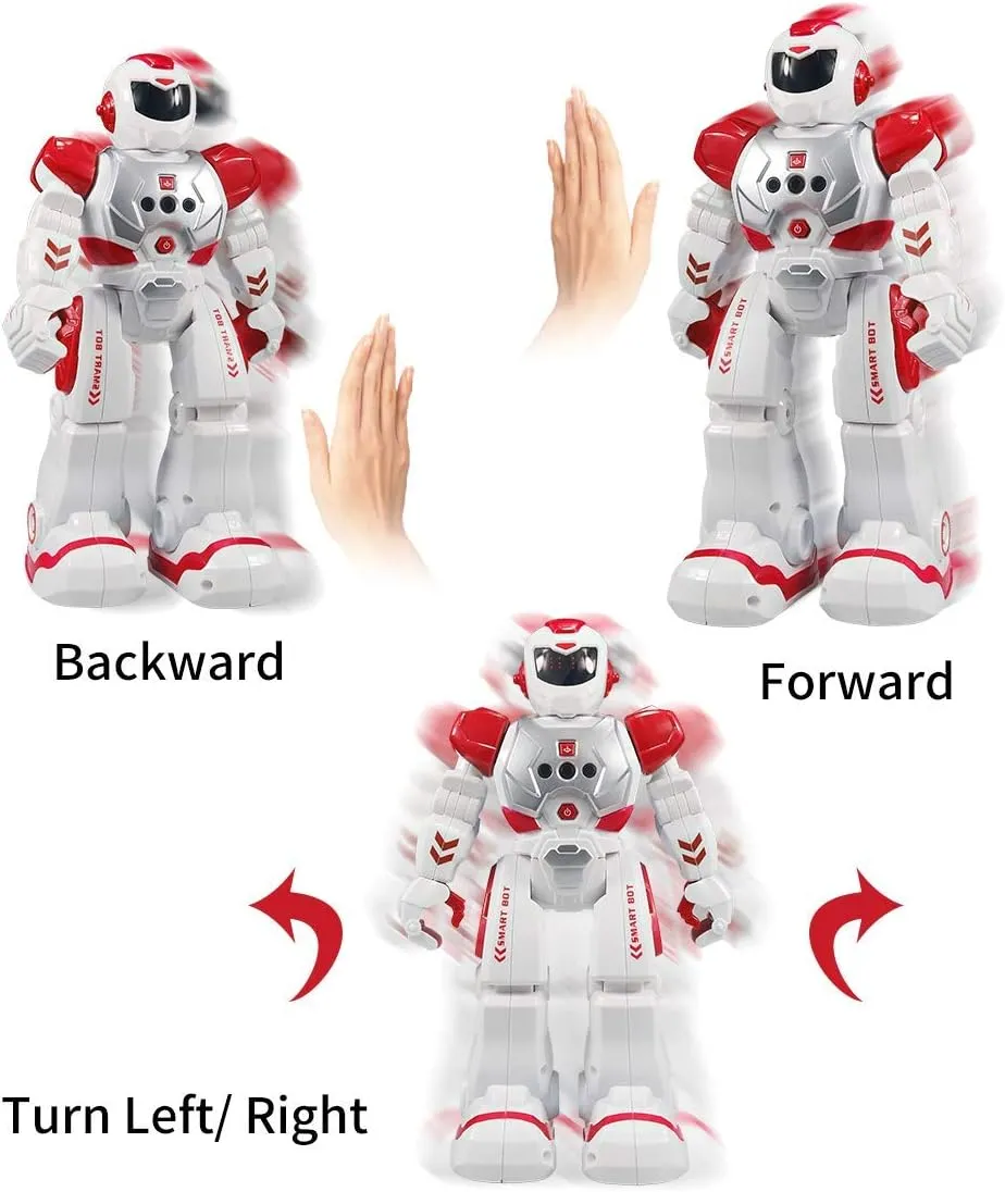 Remote Control Robots for Kids,Intellectual Gesture Sensor Programmable RC Robot Toys with Infrared Controller,Early Education,Speak,Dance,Sing,Walk,Robot Kits for Boys and Girls(Red/White)