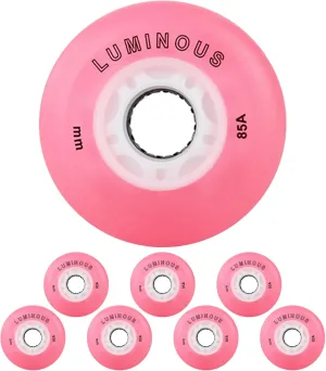 Replacement Light Up Inline Skate Wheels 72mm 76mm 80mm PU Skating Roller Wheels 8 Pack Set 85A Hardness with Flashing
