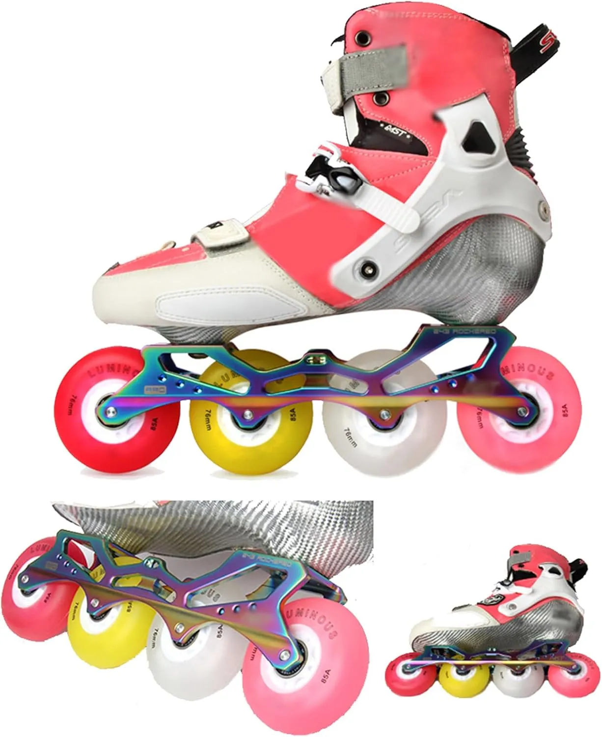 Replacement Light Up Inline Skate Wheels 72mm 76mm 80mm PU Skating Roller Wheels 8 Pack Set 85A Hardness with Flashing