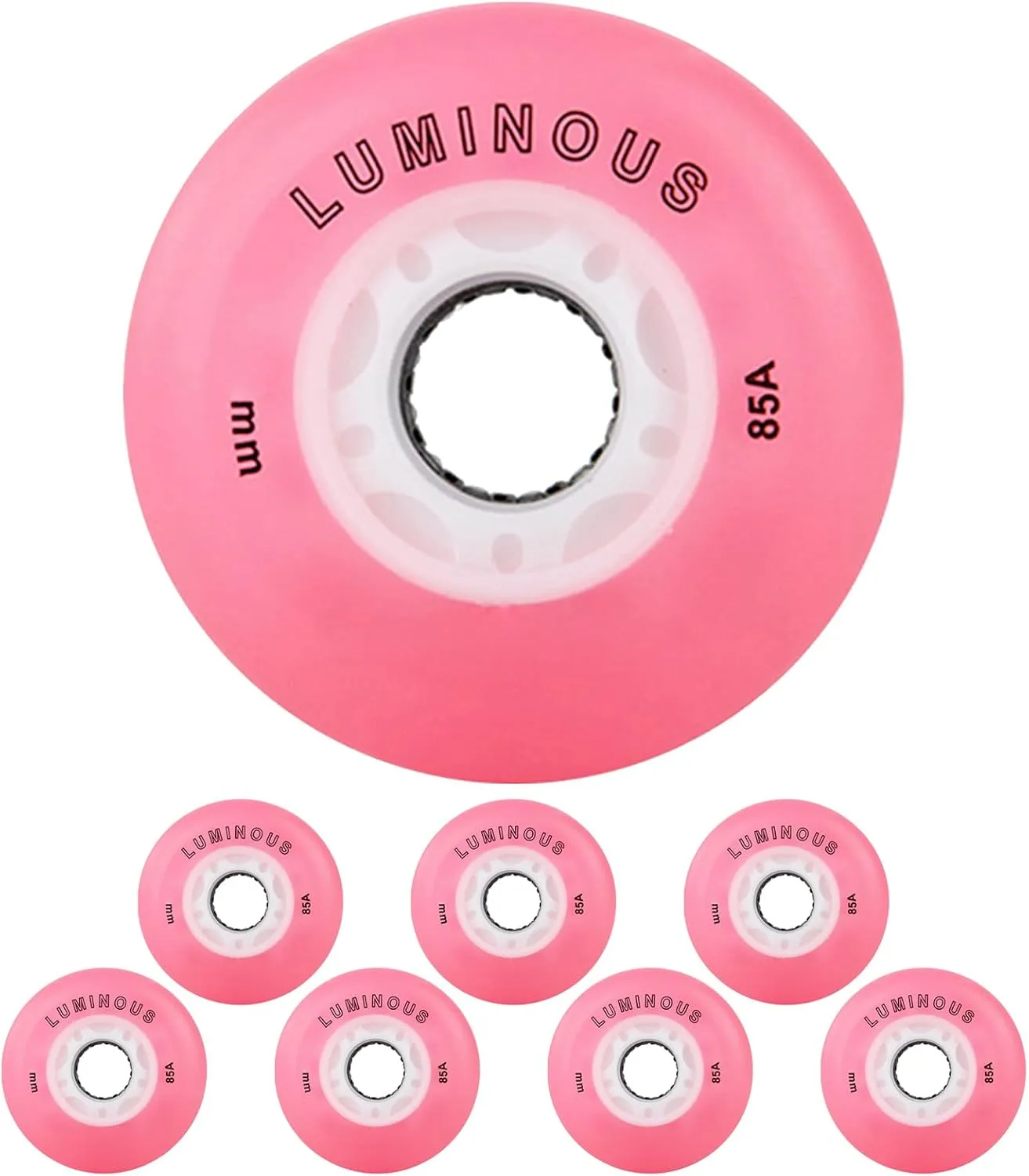 Replacement Light Up Inline Skate Wheels 72mm 76mm 80mm PU Skating Roller Wheels 8 Pack Set 85A Hardness with Flashing