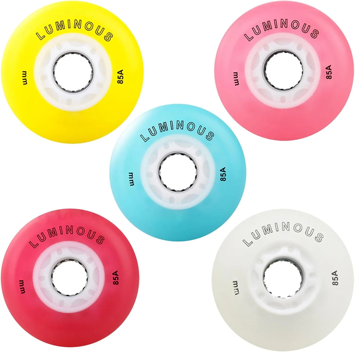 Replacement Light Up Inline Skate Wheels 72mm 76mm 80mm PU Skating Roller Wheels 8 Pack Set 85A Hardness with Flashing