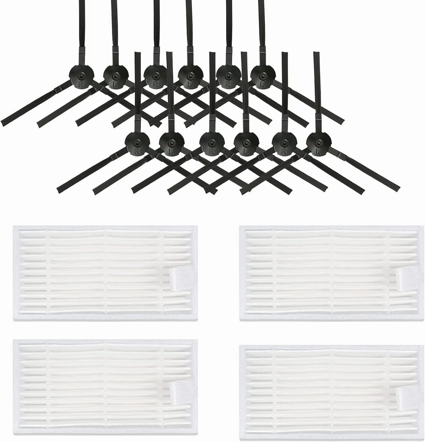 Replacement Parts for ILIFE V3 V3s V5 V5s Pro V50 V55 Robotic Vacuum Cleaner Accessories Kit, 6Pairs Side Brushes & 4 Filters