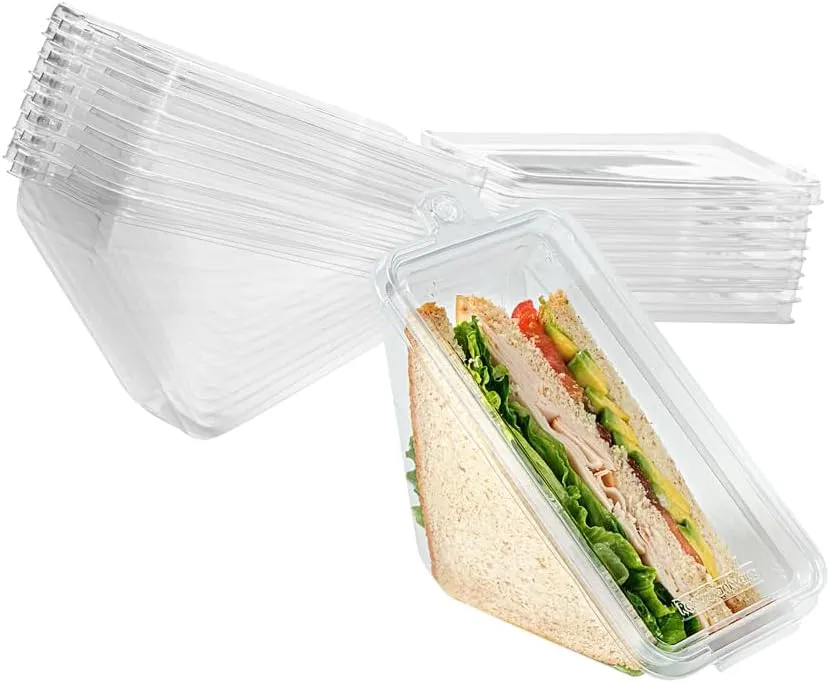 Restaurantware Tamper Tek 7.4 x 3.9 x 3.5 Inch Triangle Take Out Containers 100 Durable Sandwich To-Go Containers - Tamper-Evident Freezable Clear Plastic Sandwich Containers With Hinged Lids
