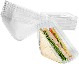 Restaurantware Tamper Tek 7.4 x 3.9 x 3.5 Inch Triangle Take Out Containers 100 Durable Sandwich To-Go Containers - Tamper-Evident Freezable Clear Plastic Sandwich Containers With Hinged Lids