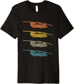 Retro CH47 Chinook Helicopter Schematic Vintage CH47 Chinook Premium T-Shirt