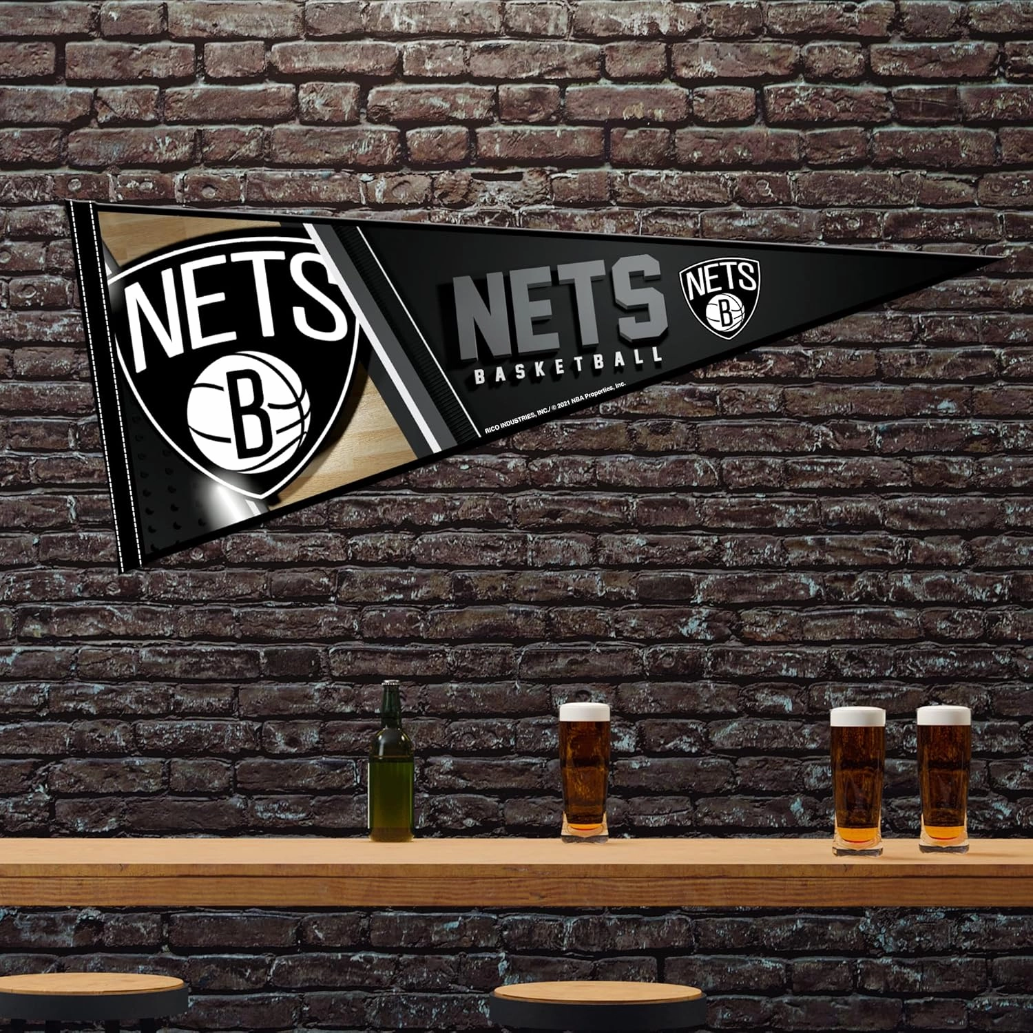 Rico Industries NBA Basketball Primary 12" x 30" Felt Wall Décor Pennant - Great for Home/Bed Room/Man Cave Décor