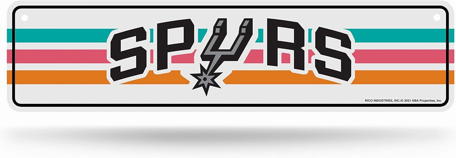 Rico Industries NBA Basketball San Antonio Spurs 2021-22 City Edition Mixtape Metal Street Sign 4" x 15" Home Décor - Bedroom - Office - Man Cave