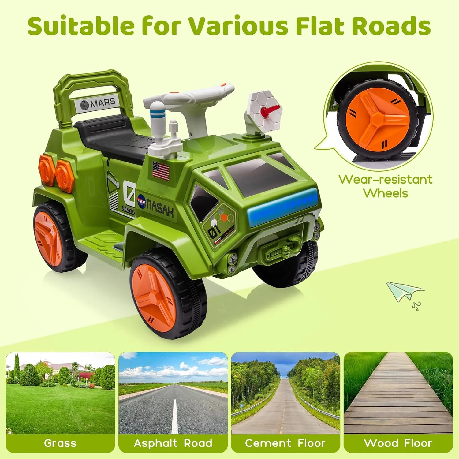 Ride On Car, Kids Electric Ride On ATV Toys Car, Toddler Quad with Flash Lights & Music, Easy-Control Training Vehicle for Boys & Girls