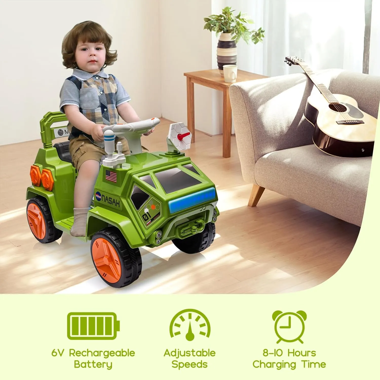 Ride On Car, Kids Electric Ride On ATV Toys Car, Toddler Quad with Flash Lights & Music, Easy-Control Training Vehicle for Boys & Girls