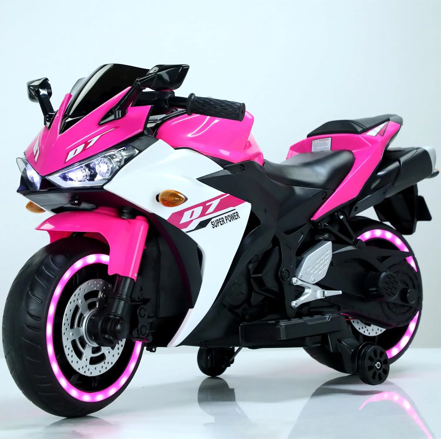 Ride on Motorcycle,TAMCO 12V Kids Electric Motorcycle,Battery Operated Kids Vehicles with Hand Racing/Foot Brake/Light Wheel/Kids Ride on Toys Children Electric Bike (Pink)