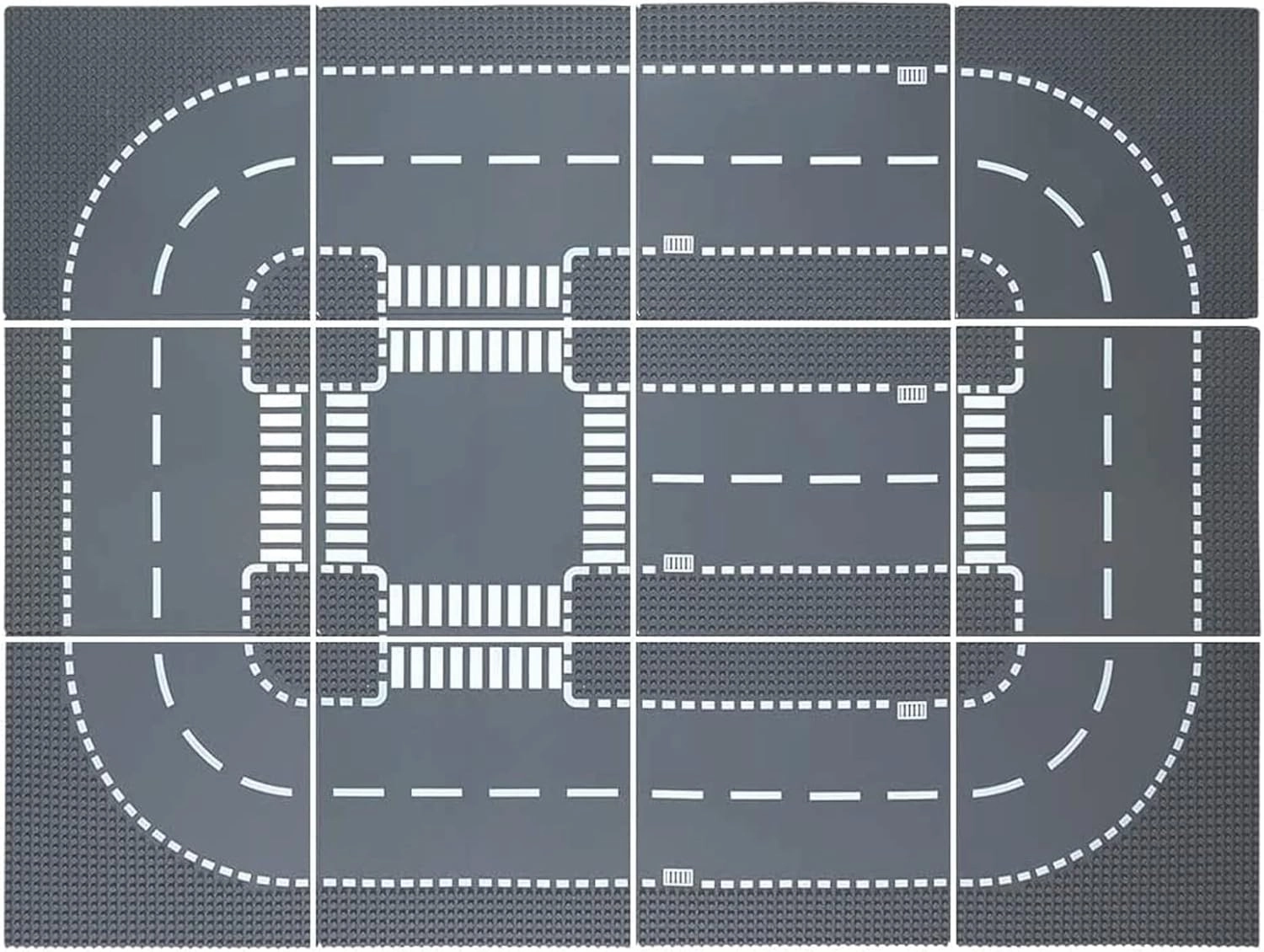 Road Base Plates for City Road Building Block,12 City Street Plates, 10"x10"Road Baseplates for City Street