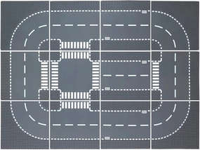 Road Base Plates for City Road Building Block,12 City Street Plates, 10"x10"Road Baseplates for City Street