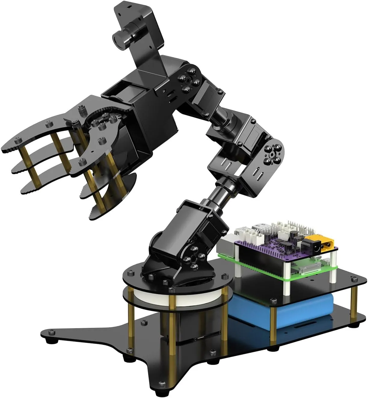 Robot Arm 6DOF for Raspberry Pi 4B Robot Kit, Python Programmable Desktop AI Vision Robotic Arm Kits with Camera for Adults(Included Raspberry Pi)