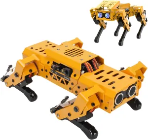 Robot Dog, AI Smart Pet, MechDog Quadruped Robot with Coreless Servos Vision Module Support Scratch Python Programmable PC Software APP Control, with Expansion Kit