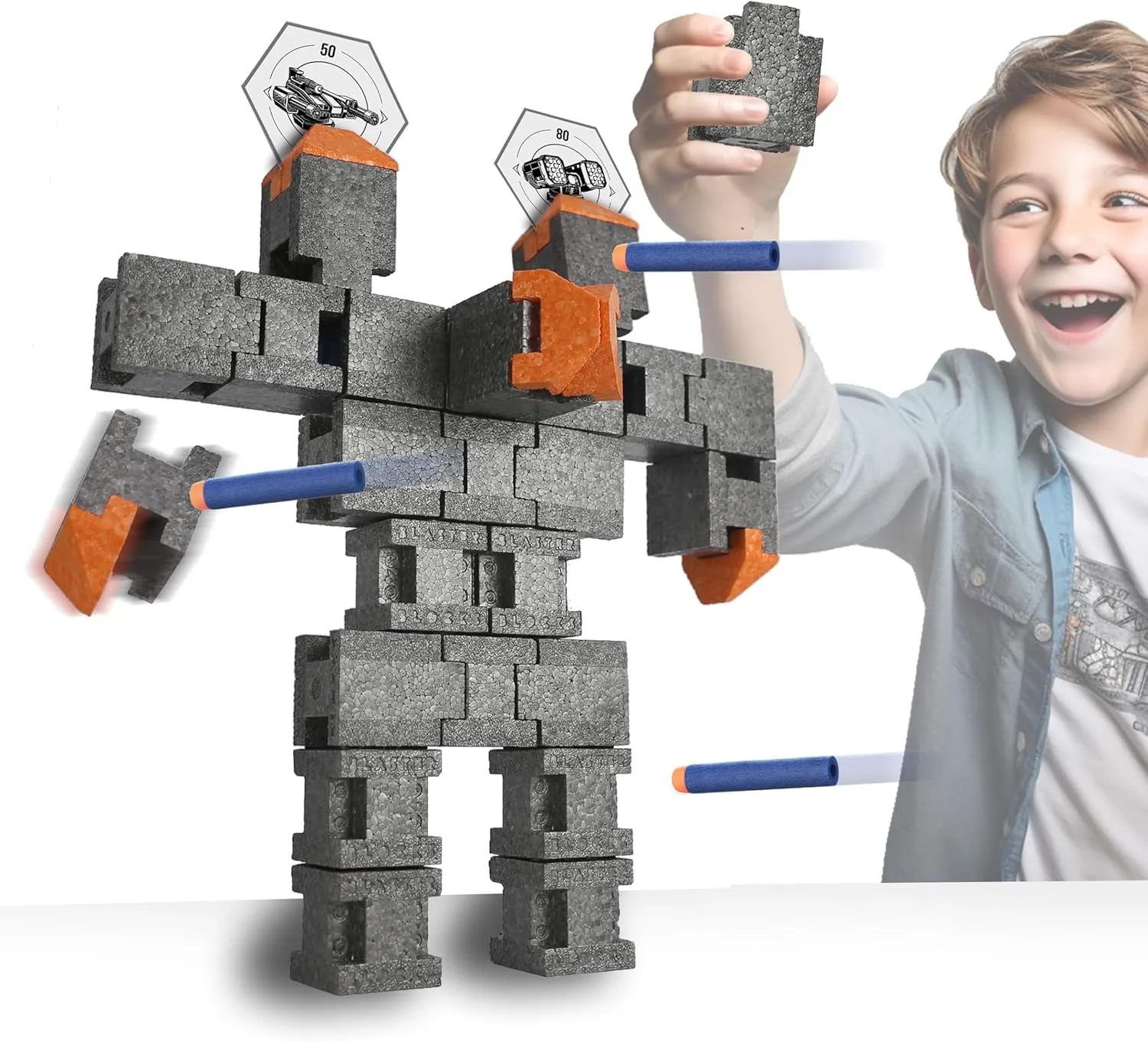 Robot Pack - Buildable & Destroyable Targets for Nerf Guns - for Kids Aged 6  - Extreme Target Game & Challenge - Fun Shooting Practice Accessories for Dart Ball Gel Ammo