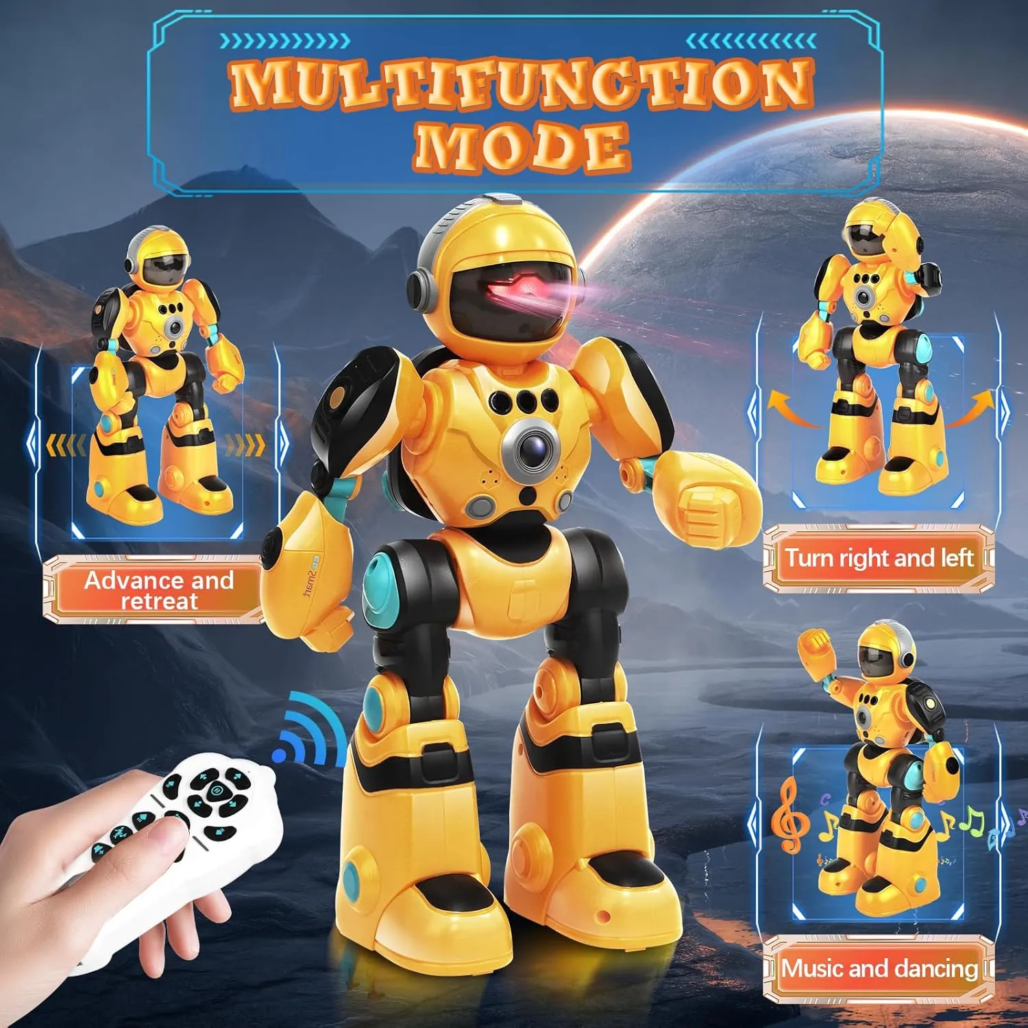Robot Toys Gift for Kids: Remote Control Robot Programmable Robot with Record Voice Music Dancing Gesture Control, for Toddler Boys and Girls Yellow