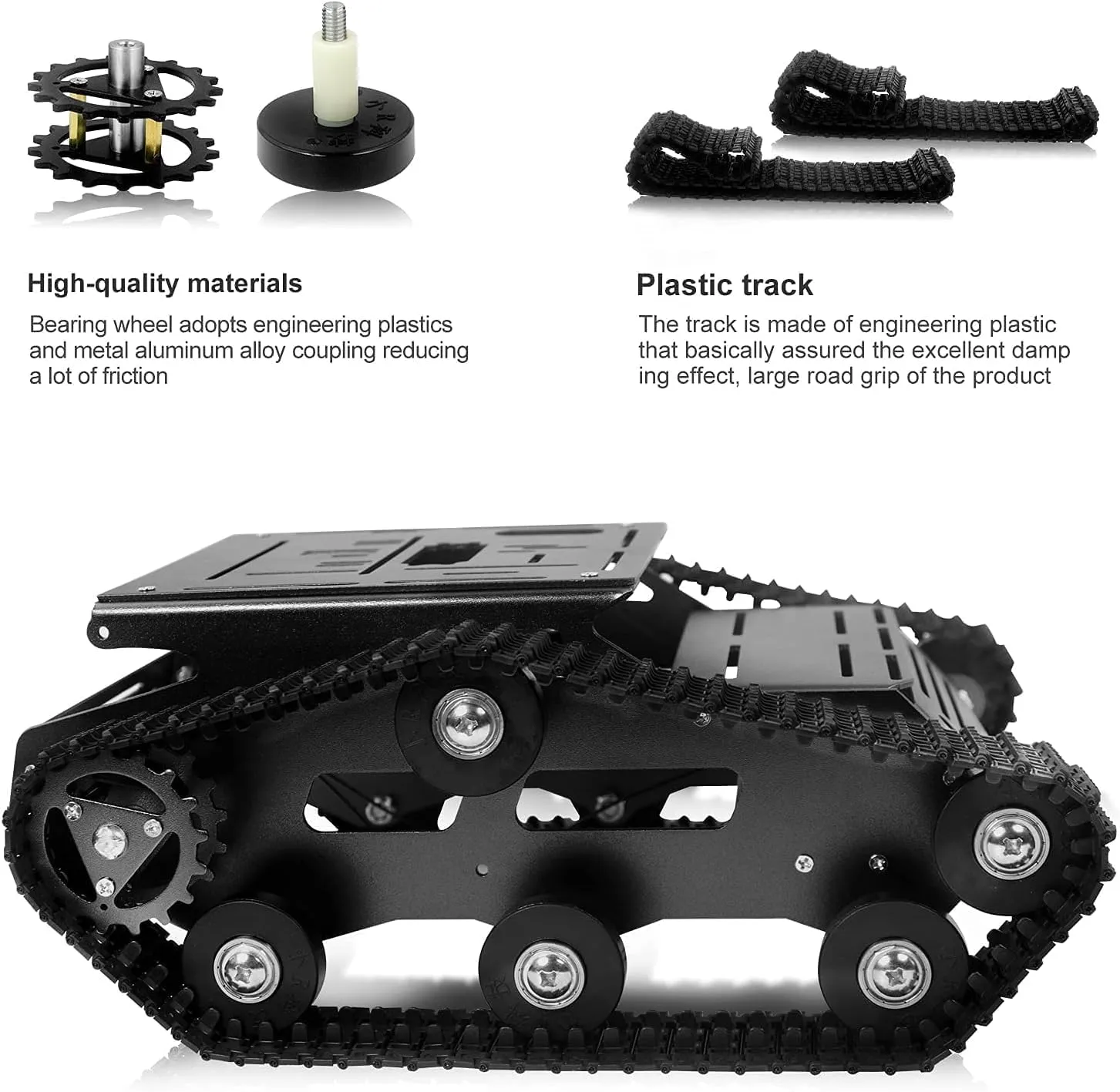 Robot Tracked Tank Car Chassis, Shock Absorbing Robot Chassis Full-Metal Robotic Moving Platform Track for RaspberryPi Arduino Jetson Microb DIY Maker Smart Robot Car Learning Kit