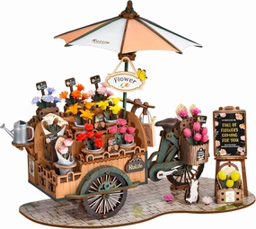 Rolife 3D Wooden Puzzles for Adults, Model Building Kit Flower Cart to Build, Fun Construction Projects Brain Teaser, Arts Crafts Collectible Handcraft Desk Decor Chirstmas Gifts for Family Teens