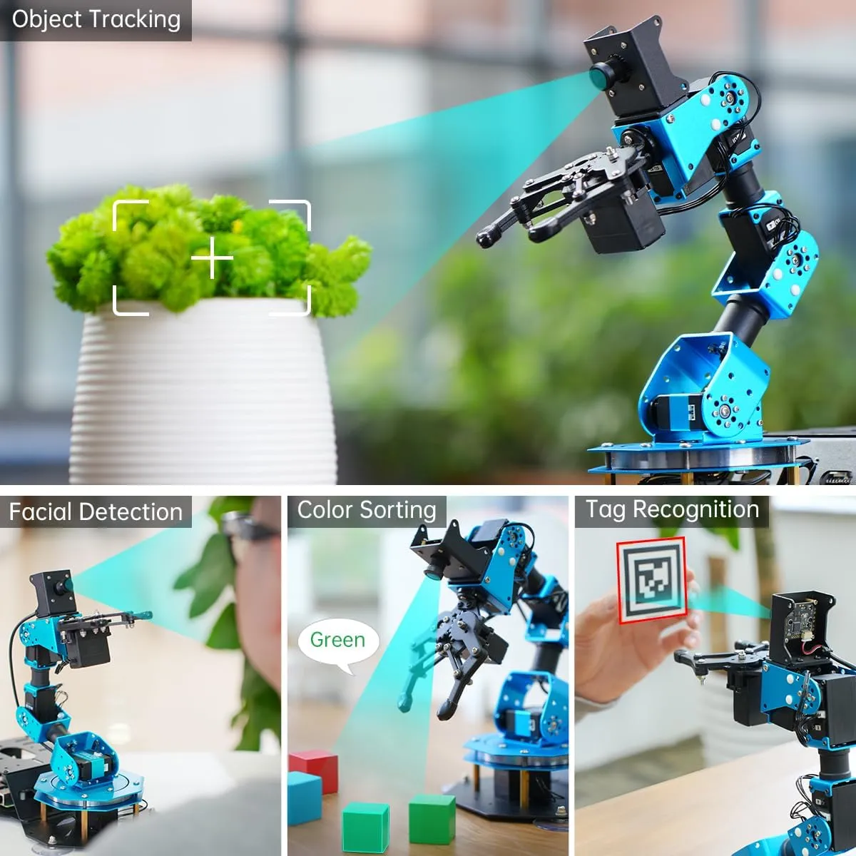 ROS Robotic Arm with Raspberry Pi 4B 8GB Open Source Programming FPV AI Vision 6DOF/Axis Smart Robot Arm Kit for Teens Adults, ArmPi FPV Advanced Kit (RPi 4B 8GB)