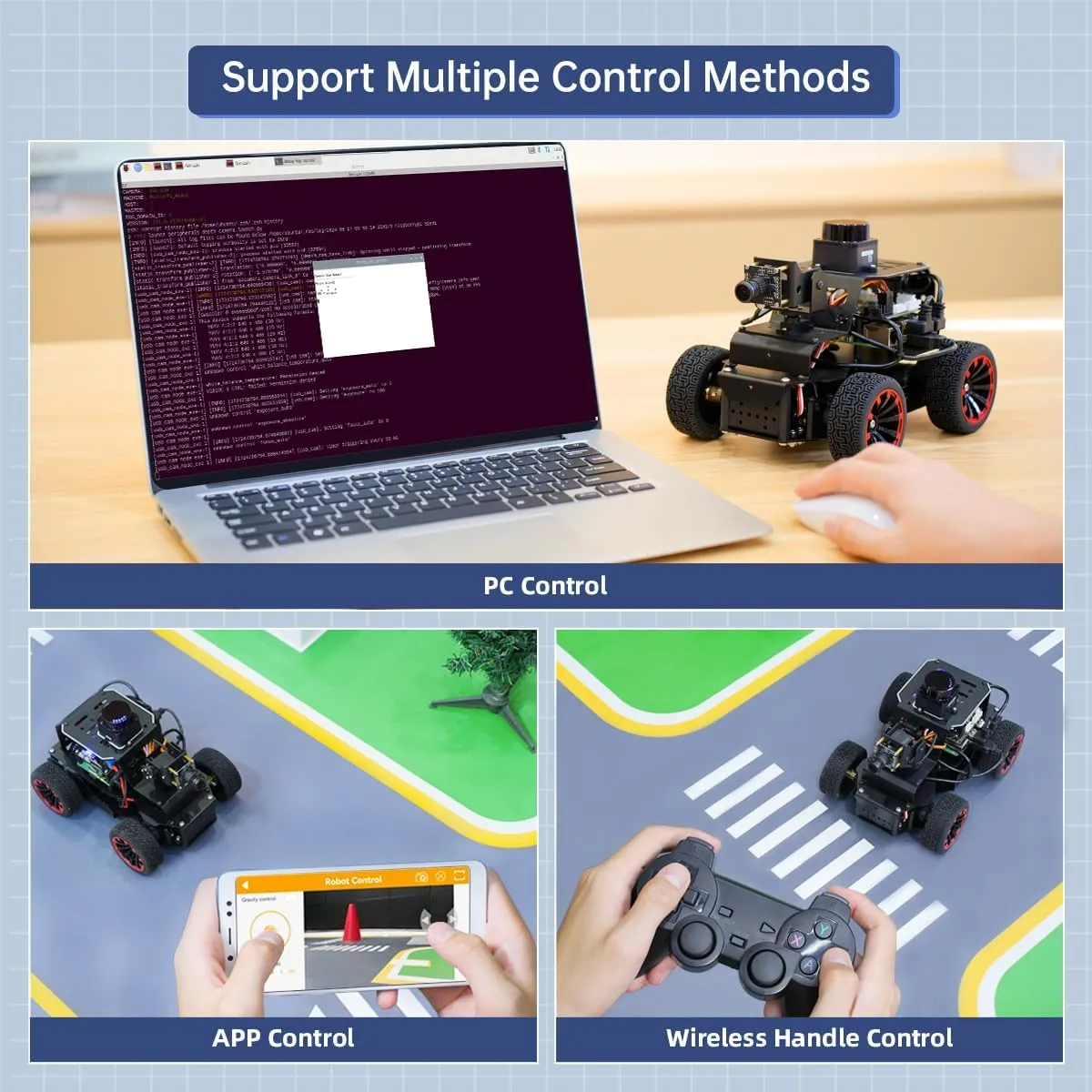 ROS2 Robot Car for Raspberry Pi 5 Programmable AI Vision Smart Robot Kit Ackermann Chassis, Lidar SLAM Mapping Navigation Path Planning Autonomous Driving, MentorPi A1 Without RPi