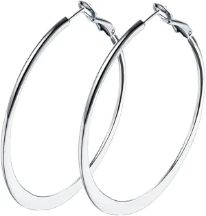 Rose Gold Hoop Earrings for Women, Fashion Round Lightweight Hoops Earrings Gift White Gold Rose Gold Plated 40mm - 50mm - 60mm