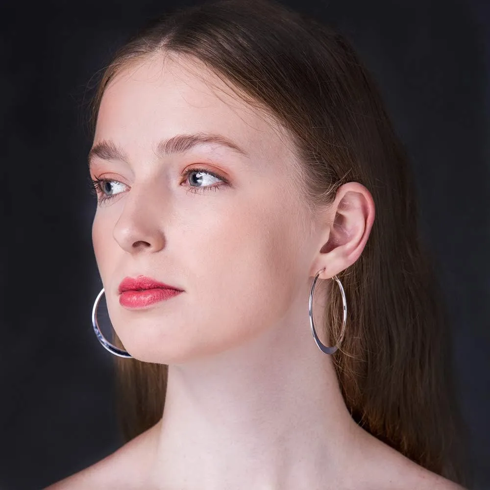 Rose Gold Hoop Earrings for Women, Fashion Round Lightweight Hoops Earrings Gift White Gold Rose Gold Plated 40mm - 50mm - 60mm