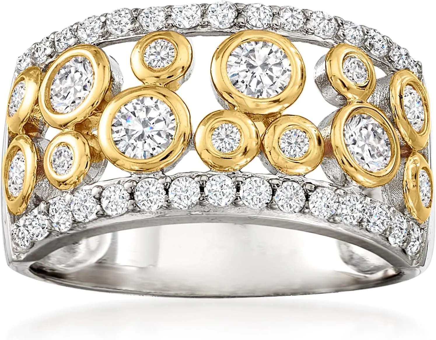 Ross-Simons 1.06 ct. t.w. CZ Open-Space Bubble Ring in 2-Tone Sterling Silver