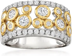 Ross-Simons 1.06 ct. t.w. CZ Open-Space Bubble Ring in 2-Tone Sterling Silver