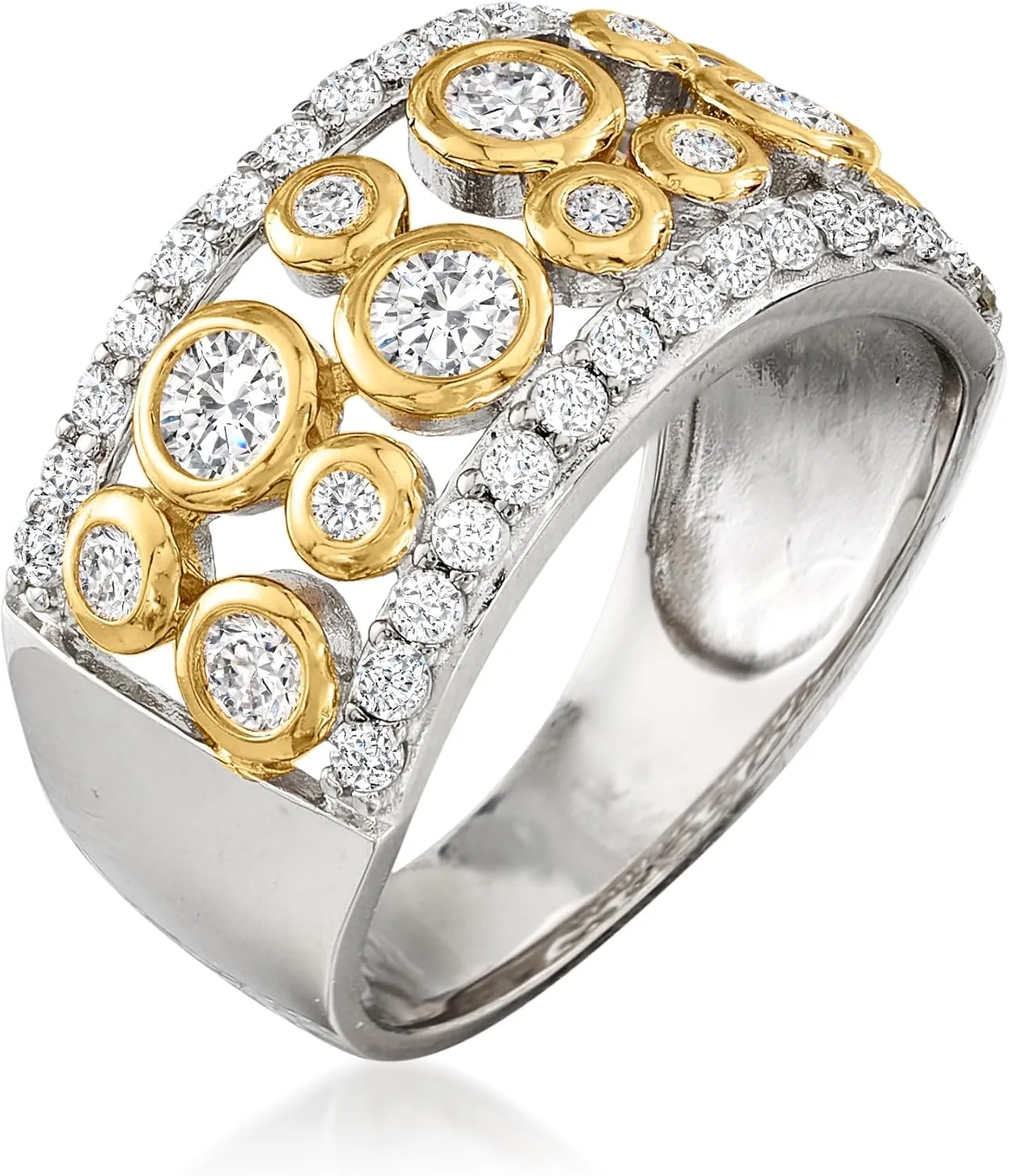 Ross-Simons 1.06 ct. t.w. CZ Open-Space Bubble Ring in 2-Tone Sterling Silver