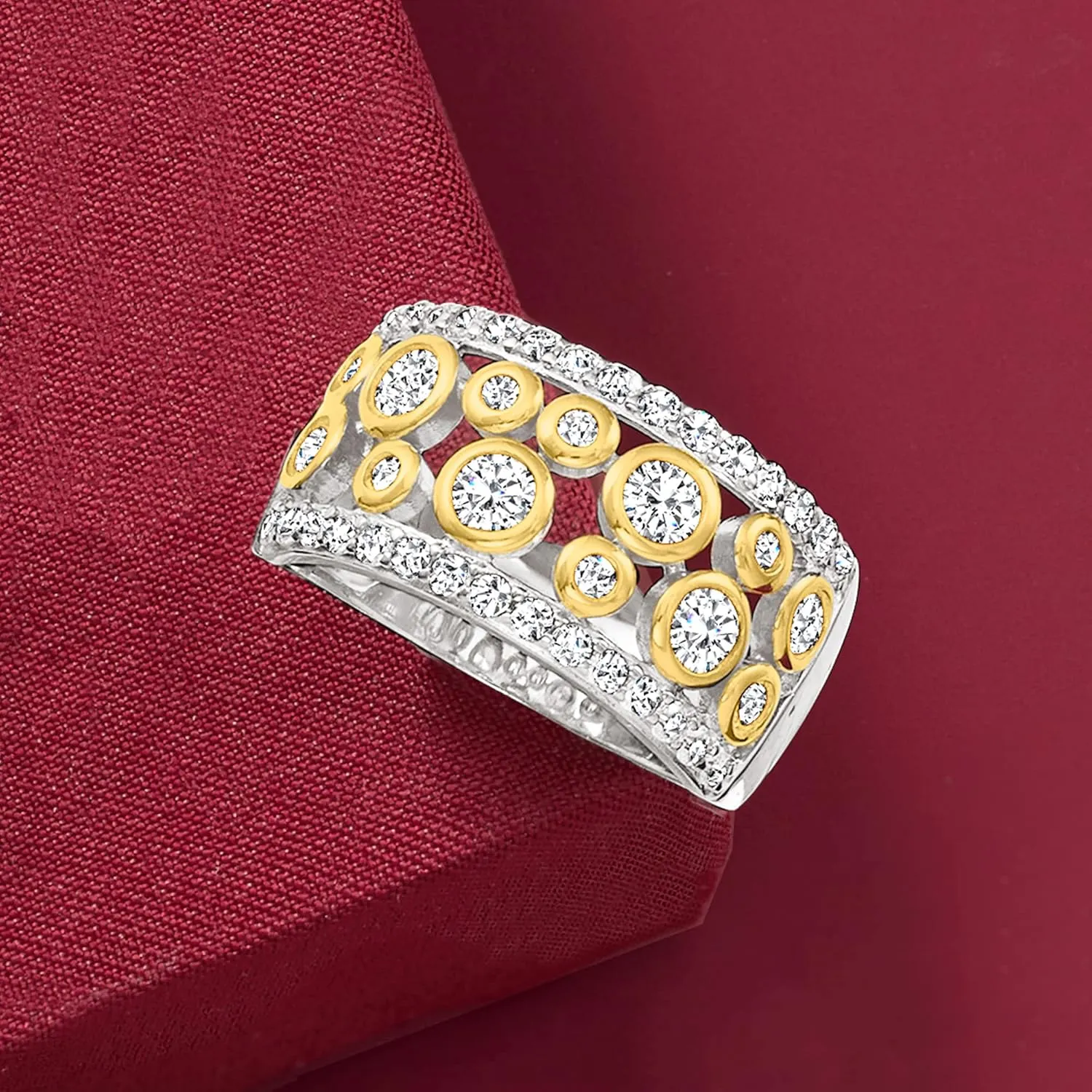 Ross-Simons 1.06 ct. t.w. CZ Open-Space Bubble Ring in 2-Tone Sterling Silver