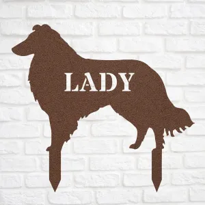 Rough Collie Yard Statue with Name Engraved, Custom Rough Collie Memorial Garden Art Decor, Pet Grave Marker, Durable Outdoor Dog Sculpture, Remembrance Figurine