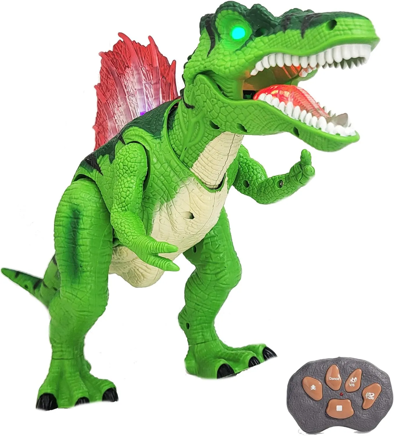 ROXIE Robot Dinosaur Toy for Kids Boys with Light and Realistic Roaring Sound, Walking & Dancing Dinosaur Toy, Large, Green