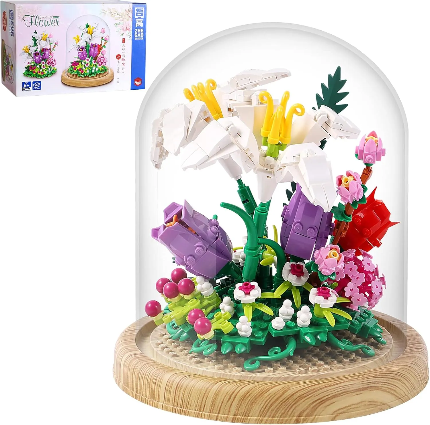 RSDHFLY Creative Bonsai Flower Bouquet Building Kit,Flowers Botanical Collection Construction Building Toy,Building Blocks Set for Adults and Kids (Lily Bonsai Flower)