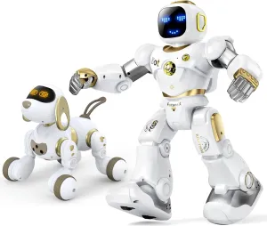 Ruko 1088 Smart Gold Robot and 18011 Remote Control Robot Dog, Present for 4 5 6 7 8 9 Years Old Kids Boys and Girls