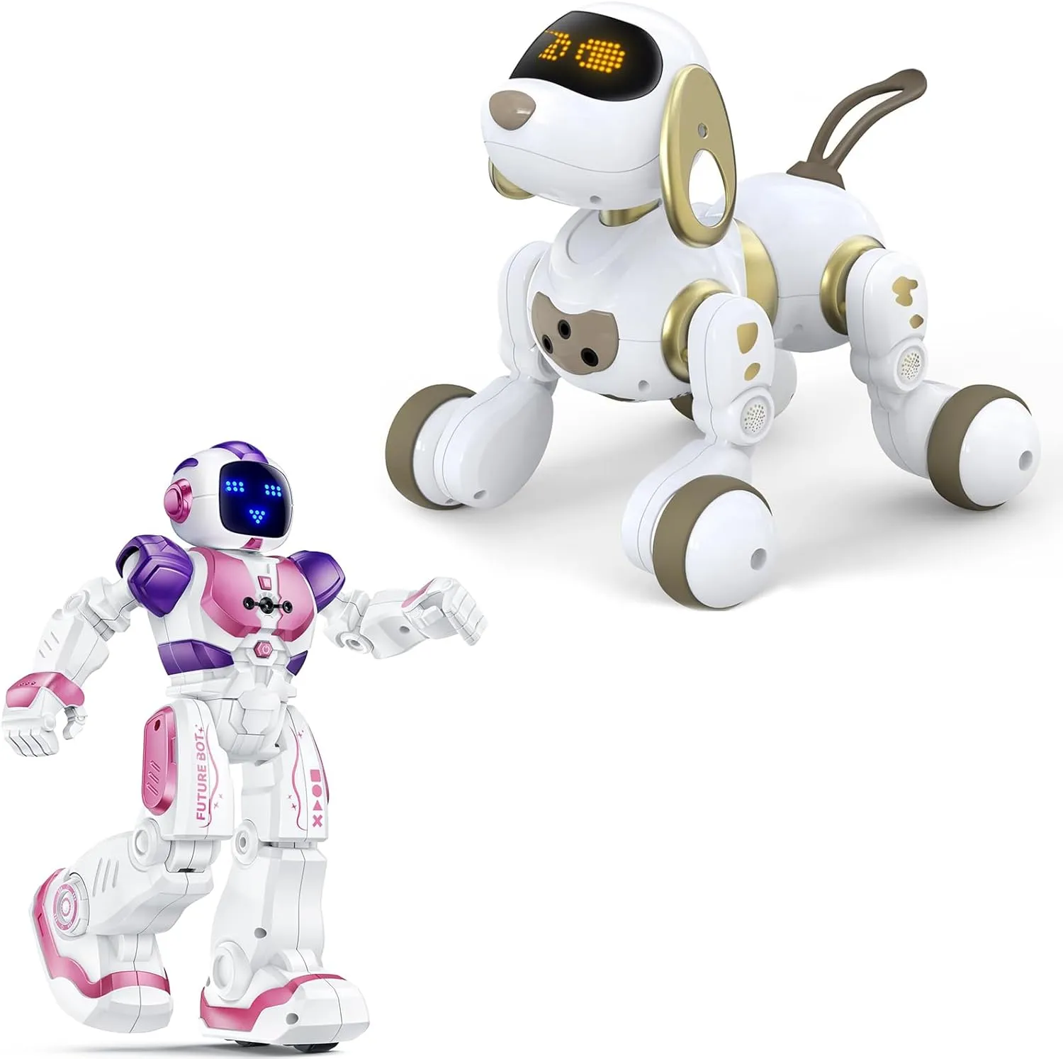 Ruko 6088 Pink Programmable Robot and 18011 Remote Control Robot Dog, Present for 4 5 6 7 8 9 Years Old Kids Boys and Girls