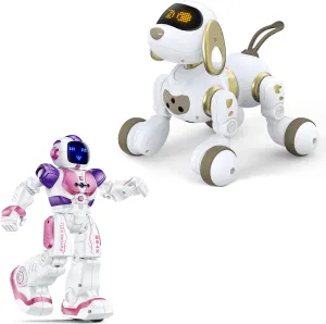 Ruko 6088 Pink Programmable Robot and 18011 Remote Control Robot Dog, Present for 4 5 6 7 8 9 Years Old Kids Boys and Girls