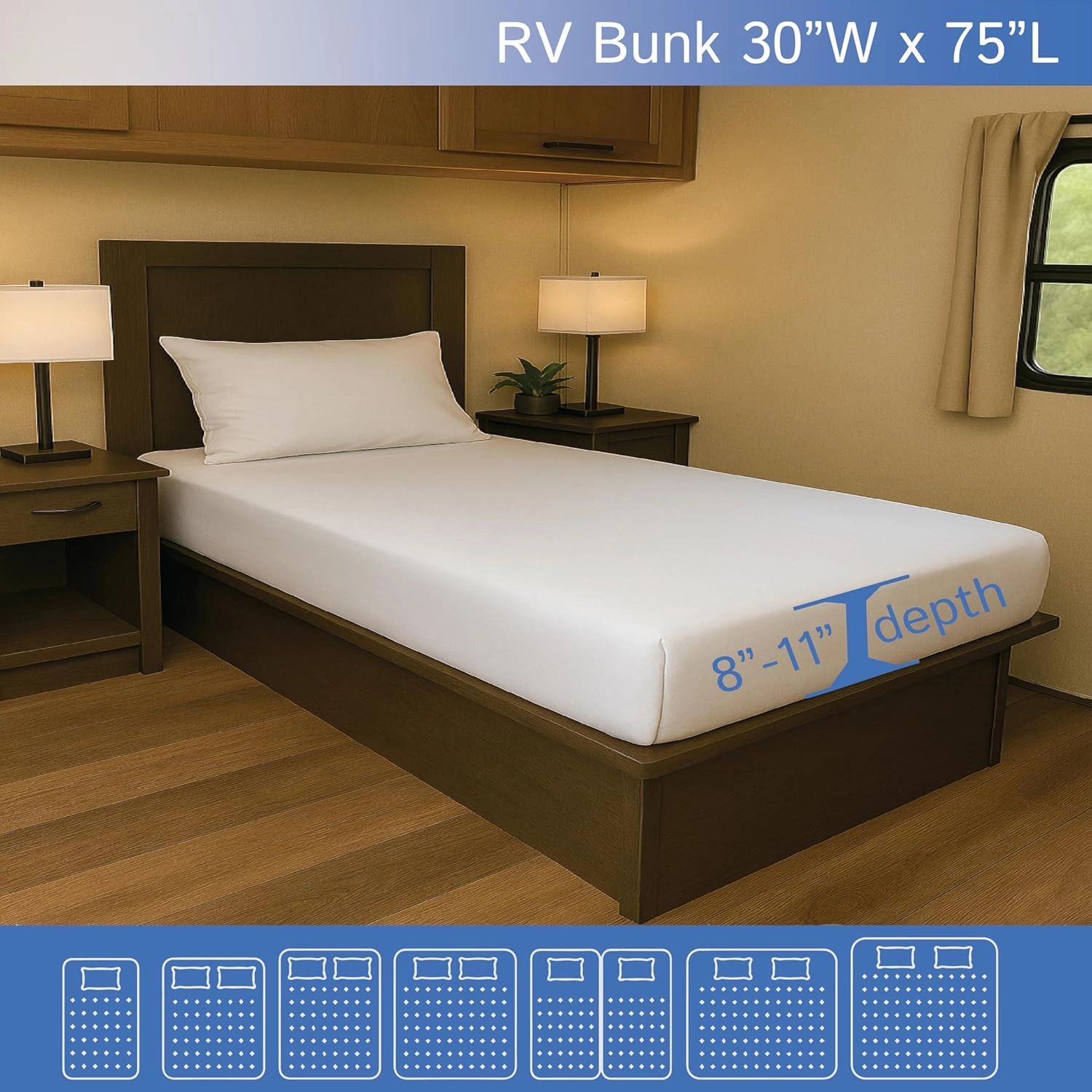RV Bunk Mattress Encasement (30" W x 75" L) - Waterproof Zippered Protector - Cot Size Low Profile Fits 5" to 8" Thick - Hypoallergenic Premium Bed Cover Protects from Dust Allergens